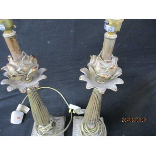 38 - Lovely Large pair of vintage brass coloured metal decorative lamp stands. 54cms. (l30)