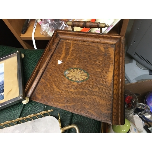 307 - NICE COLLECTION OF VINTAGE AND EARLIER SERVING TRAYS INCLUDING CRUMB TRAY