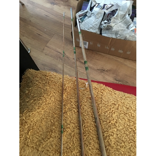 25 - CRACKING EARLY VINTAGE THREE PCS SPLIT CANE FISHING ROD