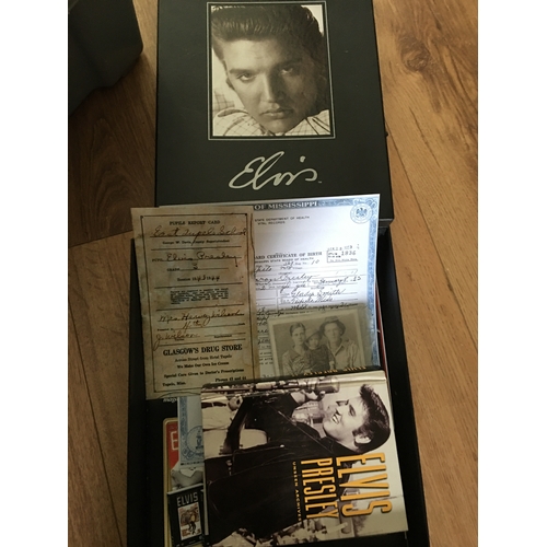 180 - ELVIS BOXED COLLECTORS LOT BOOK, PHOTOGRAPH AND EPHEMERA