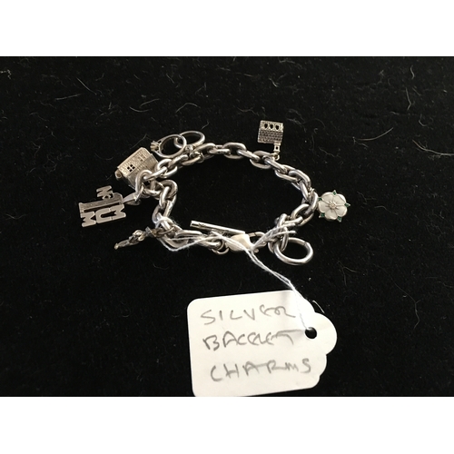 196 - LOVELY SILVER CHARM BRACELET WITH CHARMS 49.2 Grams