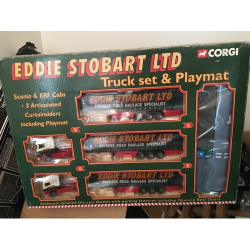 345 - CRACKING BOXED EDDIE STOBART TRUCK SET WITH PLAY MAT