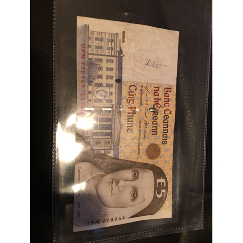 421 - VERY GOOD IRISH CENTRAL BANK OF IRELAND £5 NOTE