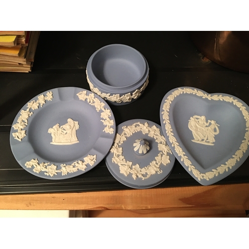 73 - THREE LOVELY PIECES OF WEDGWOOD JASPER WARE NO DAMAGE