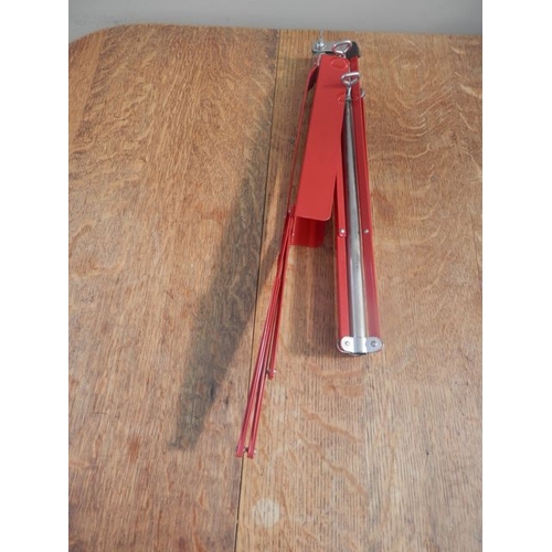 128 - A RED AND CHROME FOLDING MUSIC STAND