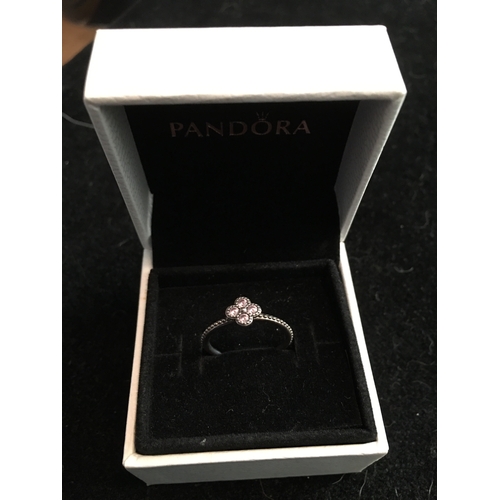 200G - Lovely Pandora Silver 925 ALE 50 Floral Ring Complete with Original Box