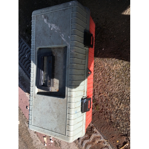 261 - RED PLASTIC TOOL BOX WITH TOOLS