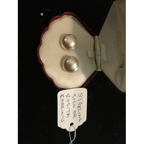 100L - LOVELY SILVER ROSITA EARINGS IN LOVELY OYSTER SHAPED BOX