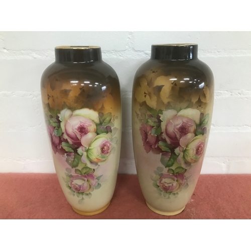 211 - LOVELY PAIR OF ANTIQUE VASES 35CM TALL