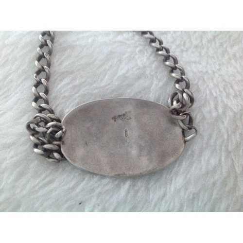 244 - WW1 SOLID SILVER DOG TAG MILITARY ID BRACELET