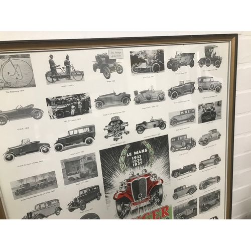 296 - SINGLE CARS VINTAGE FRAMED DEALERSHIP POSTER