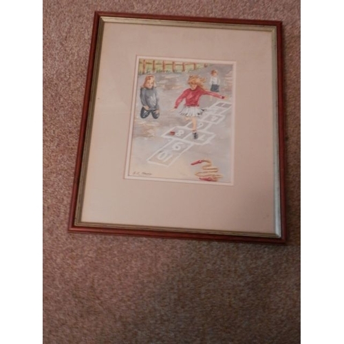 386 - FRAMED AND GLAZED WATERCOLOUR ENTITLED ''PEEVERS'' BY GRACE A HARDY