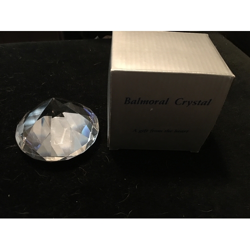 3 - LOVELY BALMORAL CRYSTAL PAPERWEIGHT WITH THE LETTER  L ETCHED TO BOTTOM