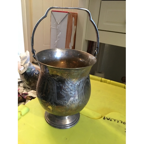 31 - LARGE UNUSUAL PLATED HANDLED POT