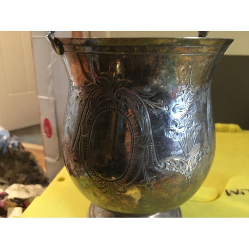 31 - LARGE UNUSUAL PLATED HANDLED POT