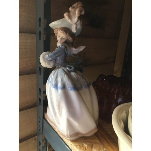 34 - LOVELY NAO LADY FIGURE IN LARGE HAT AND MUFF PERFECT CONDITION