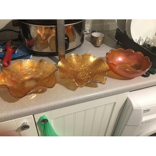 53 - THREE PIECES OF CARNAVAL GLASS