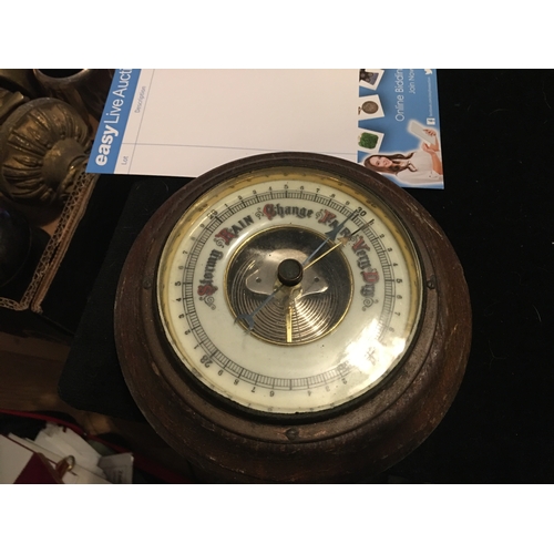 81 - VINTAGE WOODEN HOUSED BAROMETER