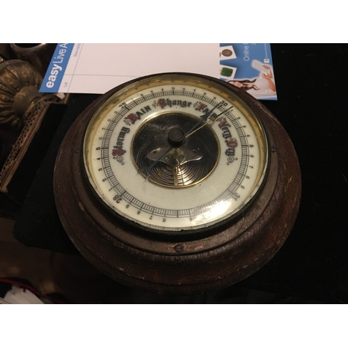 81 - VINTAGE WOODEN HOUSED BAROMETER