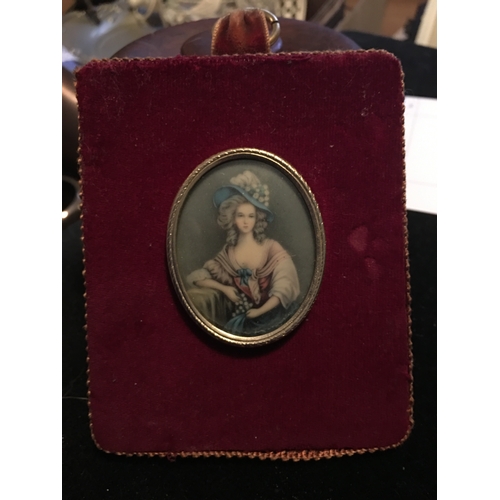 82 - LOVELY VINTAGE MINITURE ON VELVET BACKING