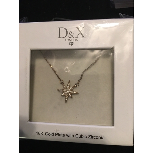 66 - LOVELY BOXED D&X LONDON GOLD PLATED CUBIC ZIRCONIA STAR NECKLACE