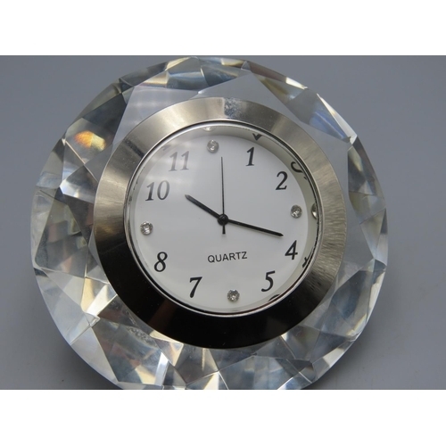 21 - LOVELY Quartz Clock set in a Large Crystal Diamond 4