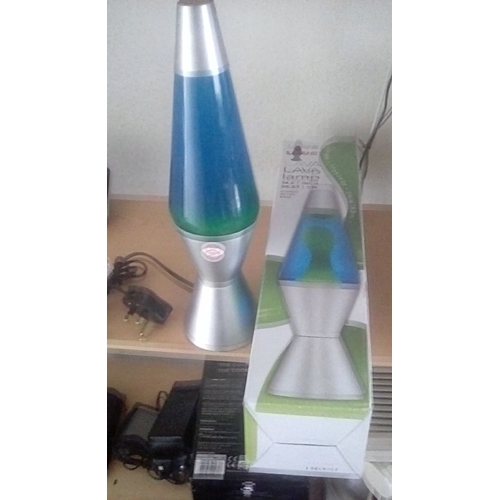 134 - LAVA LAMP IN BLUE WORKING WHEN TESTED BOXED