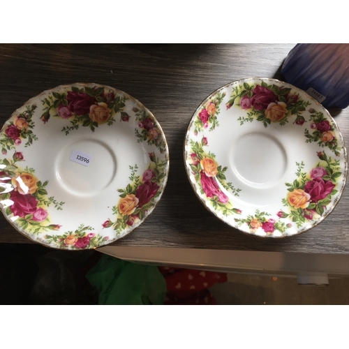 28 - TWO ROYAL ALBERT OLD COUNTRY ROSES SAUCERS