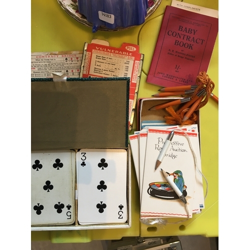 32 - NICE COLLECTION OF VINTAGE BRIDGE CARD GAMES INCLUDING MINI PENCILS AND CALCULATOR