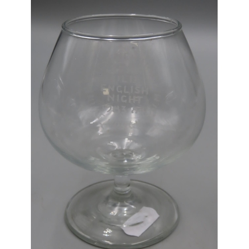 150T - Four Masonic Brandy Glasses to include Kitchener Lodge & Wilderswood Lodge