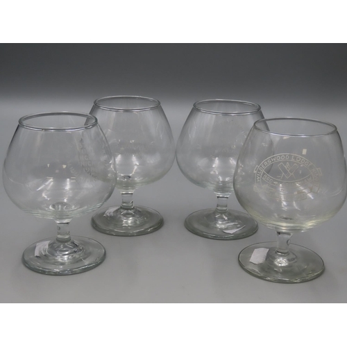 150T - Four Masonic Brandy Glasses to include Kitchener Lodge & Wilderswood Lodge