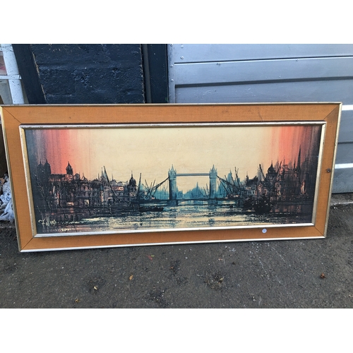 355 - LARGE COLLECTABLE RETRO RON FOLLAND '' TOWER BRIDGE PRINT''