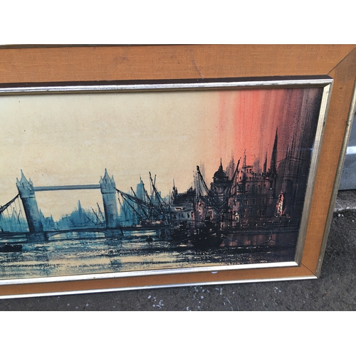 355 - LARGE COLLECTABLE RETRO RON FOLLAND '' TOWER BRIDGE PRINT''