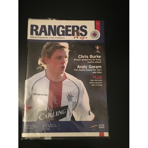 183 - GLASGOW RANGERS VRS HIBERNIAN 2005/6 SCOTTISH CUP MATCH COLLECTABLE PROGRAMME IN PROTECTIVE SLEEVE (... 