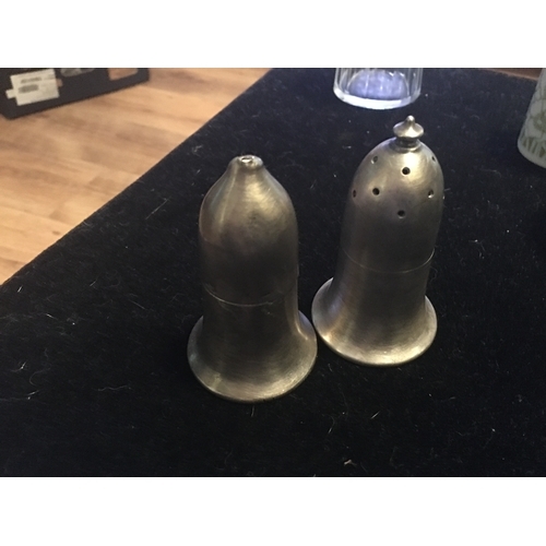 364 - VERY NICE HALL MARKED SILVER PLATED SALT AND PEPPER SET