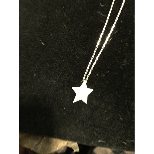 368 - LOVELY SILVER NECKLACE WITH C/Z STAR PENDANT