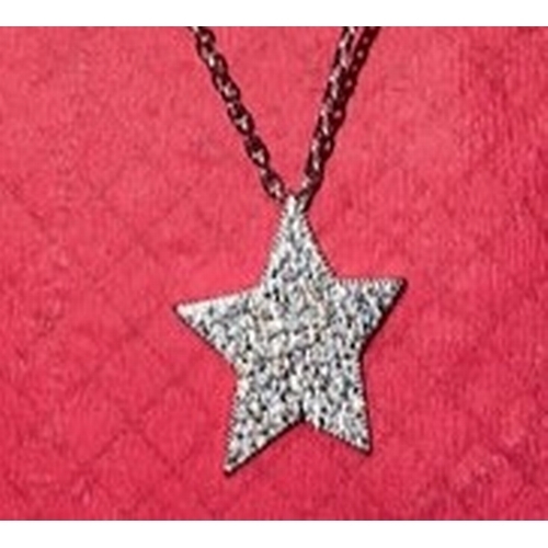 368 - LOVELY SILVER NECKLACE WITH C/Z STAR PENDANT