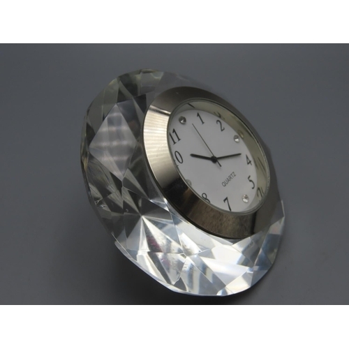 21 - LOVELY Quartz Clock set in a Large Crystal Diamond 4