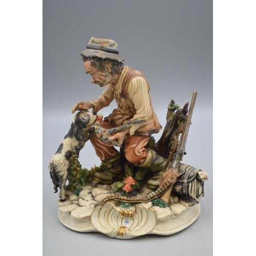 100V - LOVELY Capodimonte Figure of Hunter with Dog (9.5