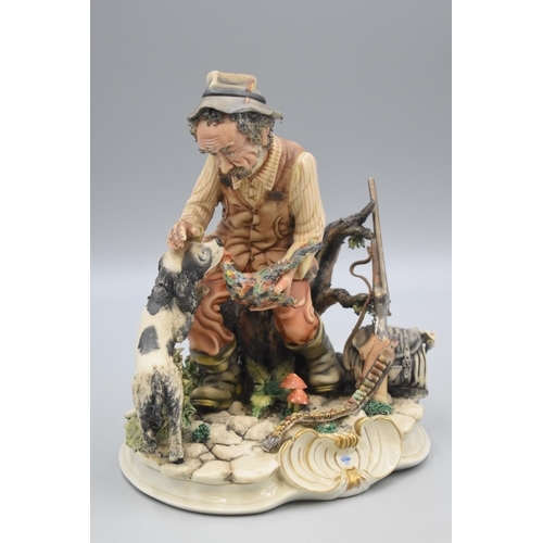 100V - LOVELY Capodimonte Figure of Hunter with Dog (9.5