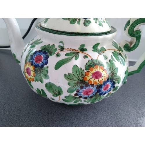 200M - LOVELY CONTINENTAL FLORAL TEA POT (HAS CRAZING)