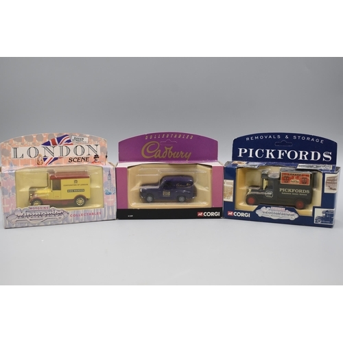 6 - Three Corgi Boxed Diecast Vehicles including Pickfords, London Scene and Cadburys