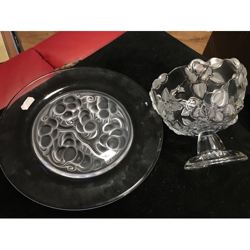 21 - LOVELY Crystal Bon Bon Dish and Plate both with Frosted Glass Decoration