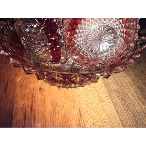 39 - LOVELY Glass Dessert set with Ruby Rim