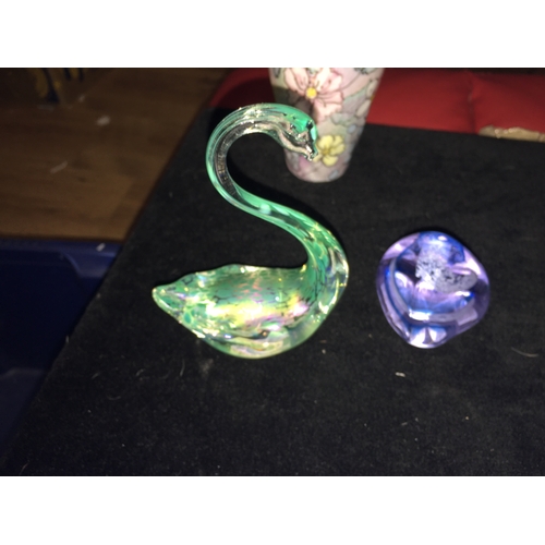 68 - LOVELY  Glass Hand Blown Paperweights to include Small and Swan