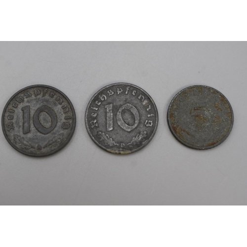 102 - SET OF Three WWII German Third Reich Coins dated (1940 to 1942)