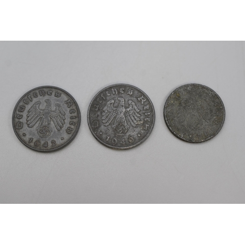 102 - SET OF Three WWII German Third Reich Coins dated (1940 to 1942)