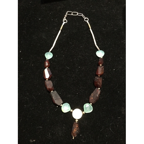 84 - LOVELY Silver 925 Mixed Stone Necklace