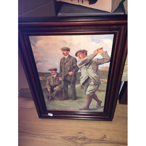 105 - LOVELY Edwardian Style Golfing Picture Of St Andrews Old Course in Wood and Glass Frame