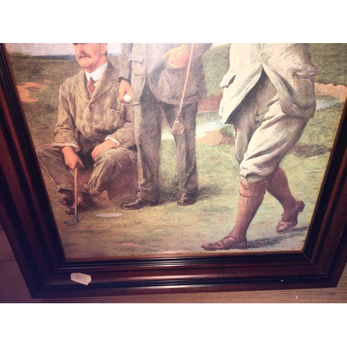 105 - LOVELY Edwardian Style Golfing Picture Of St Andrews Old Course in Wood and Glass Frame